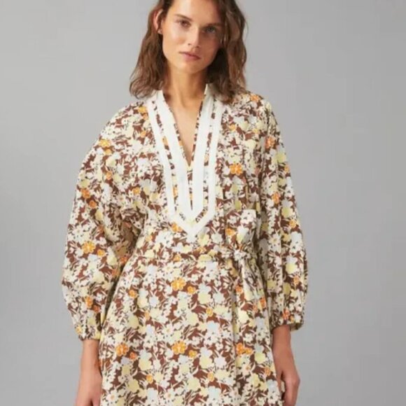 Tory Burch Floral Maxi Dress - Brown and Cream - Picture 1 of 10